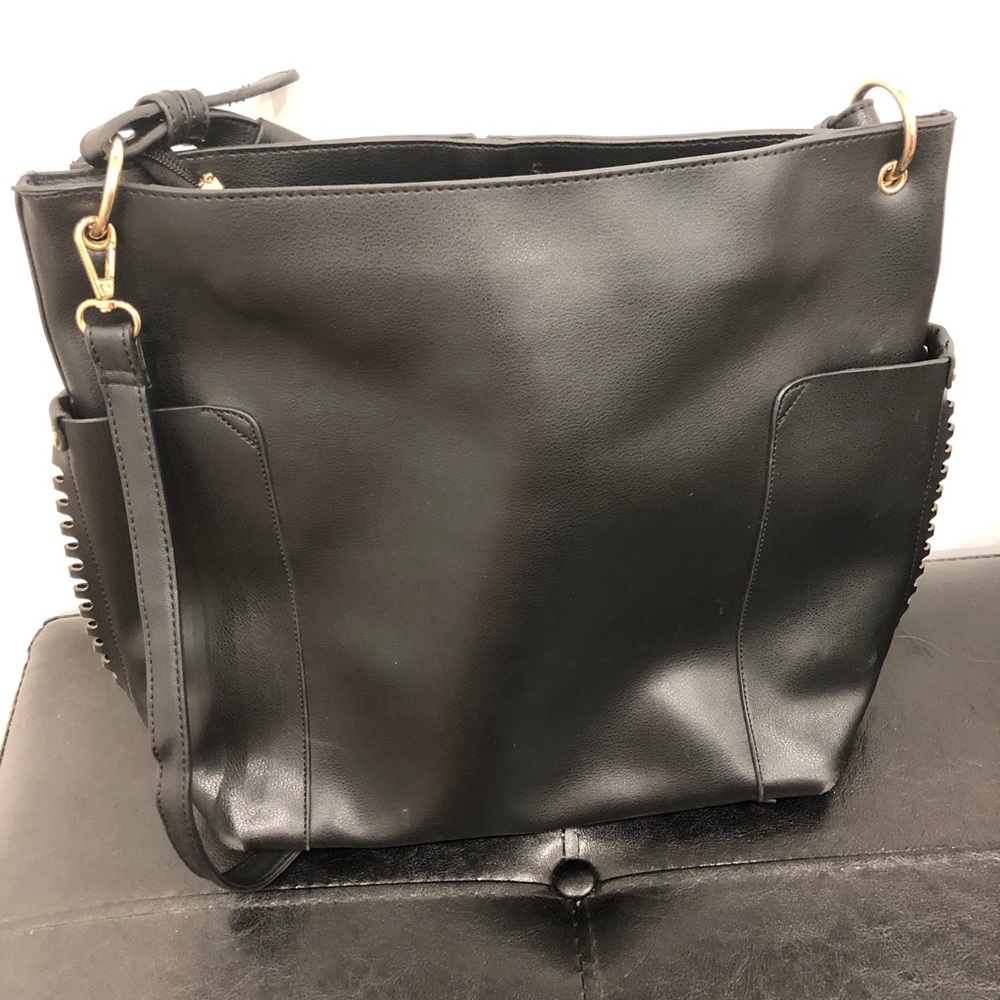 Black hobo bag faux leather
